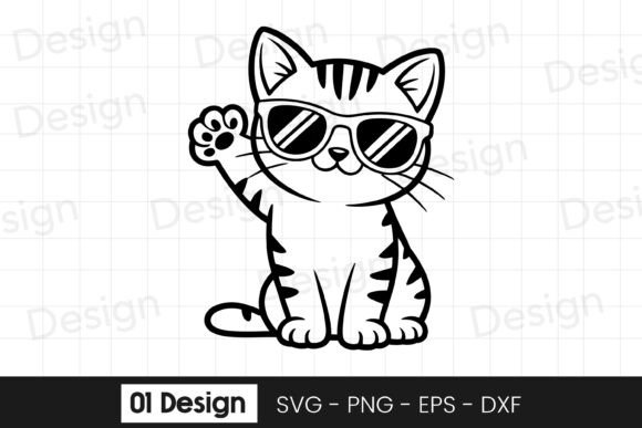 Cool Kitten Sunglasses Cartoon SVG PNG