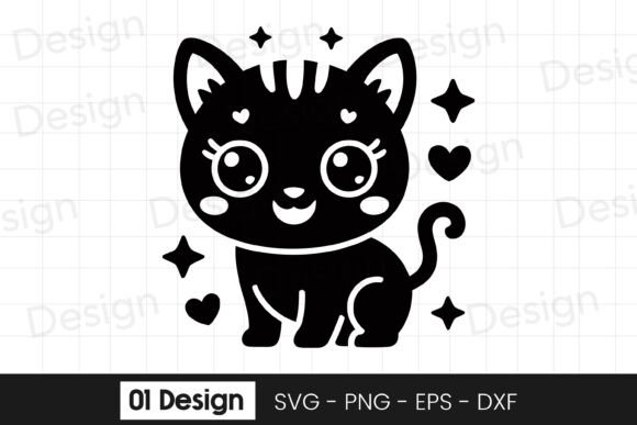 Cute Black Kitten Cartoon SVG PNG Review for Embroidery Projects