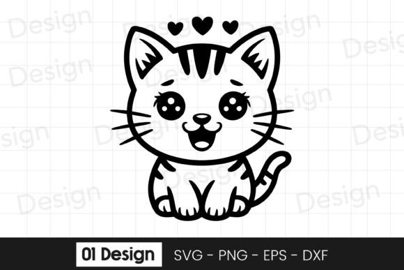 Cute Crying Kitten with Hearts SVG PNG Review: A Heartfelt Embroidery Design