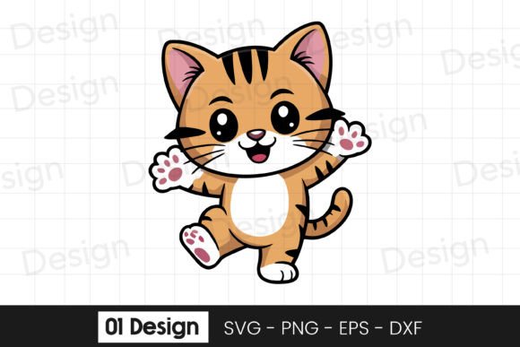 Cute Kitten Jumping Cartoon Design SVG Review for Real Projects