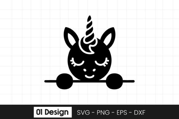 Cute Peeking Unicorn Head Cartoon SVG