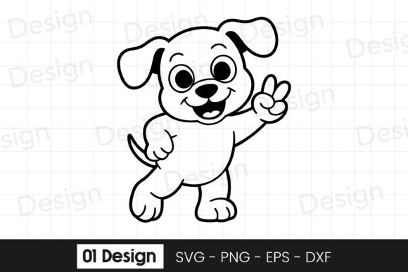 Cute Puppy Waving SVG for Embroidery Projects
