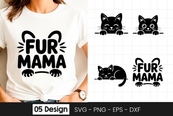 Fur Mama Cat Lover T Shirt Design SVG PN