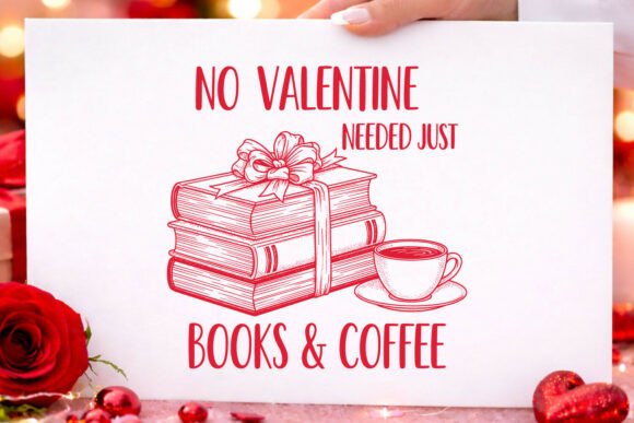 Valentine Books and Coffee Lover SVG PNG