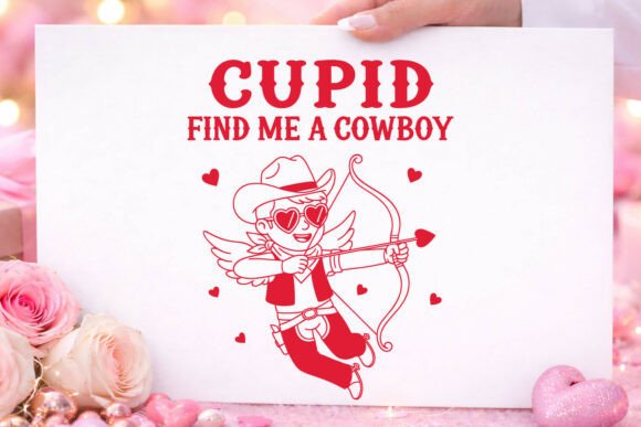 Valentine Cupid Find Me a Cowboy SVG PNG