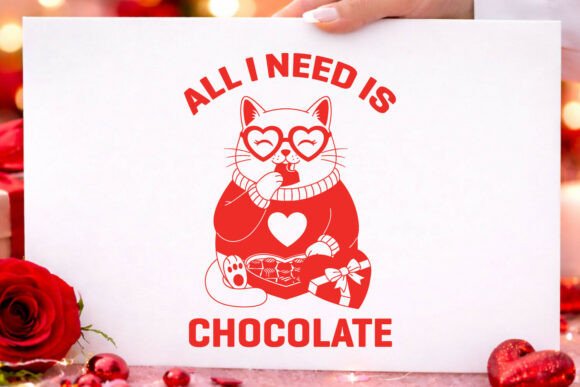 Valentine's Chocolate Heart Cat Svg Png